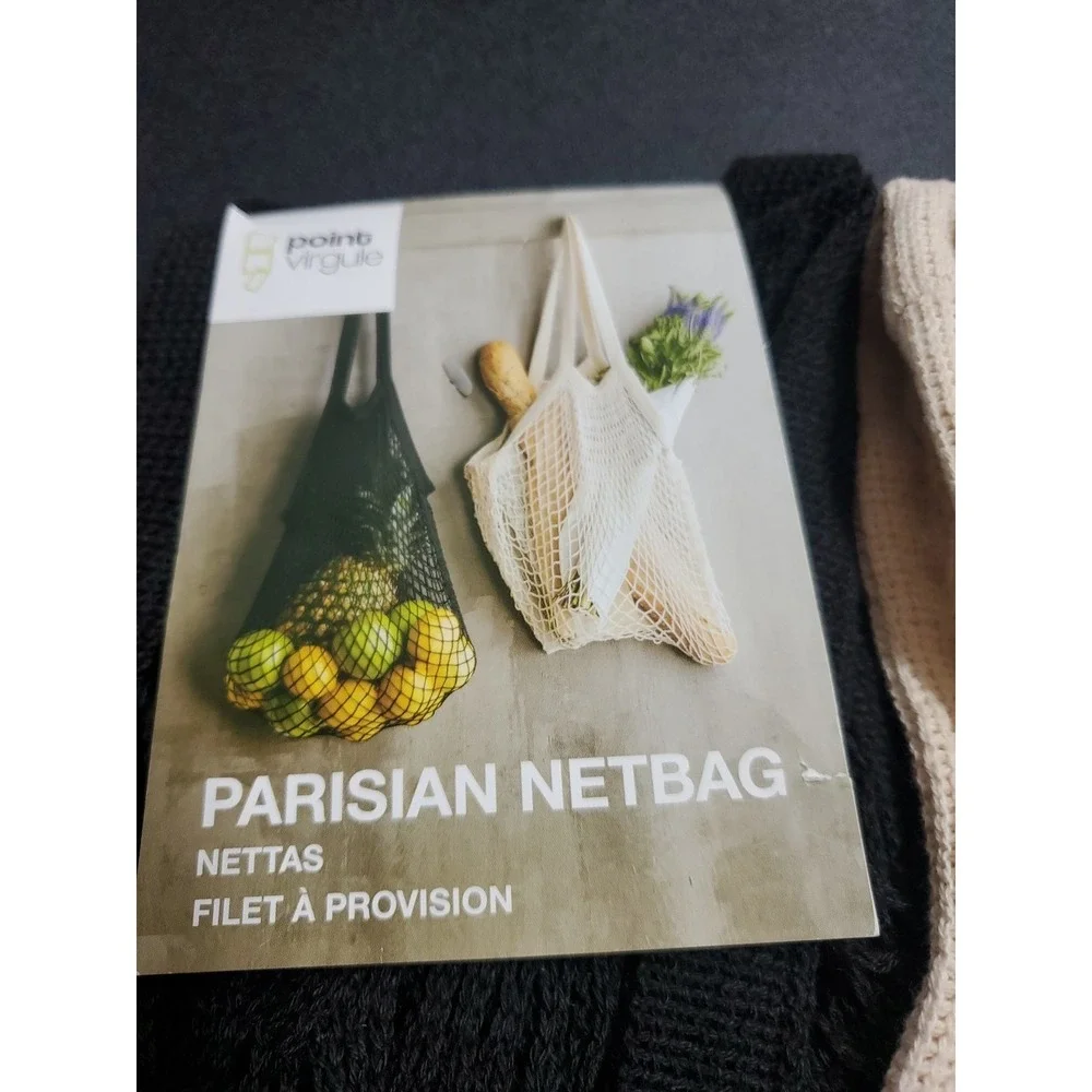 Parisian Netbag Grocery Bag Set Of‎ 2 Blag & Beige